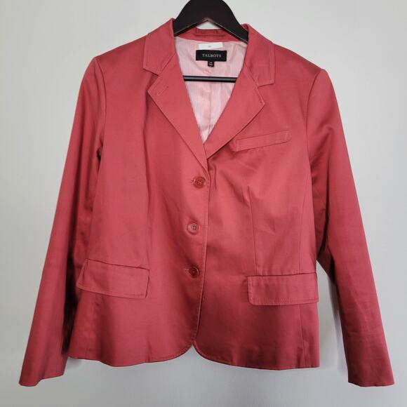 Talbots Jacket 3 Button Blazer 3 Womens Size 14 Pink Lined Office Work Career - Picture 1 of 7